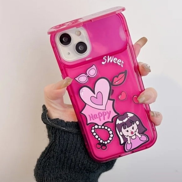 Iphone 14 Pro Max Cute Hot Pink Phone Case - Picture 2 of 4